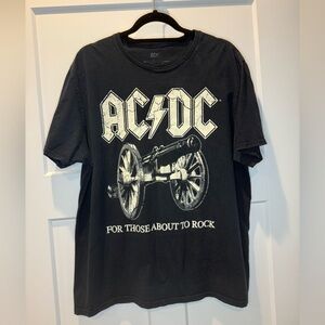 ACDC For Those‎ About To Rock T-Shirt Mens XL Black Crew Neck Short Sleeve